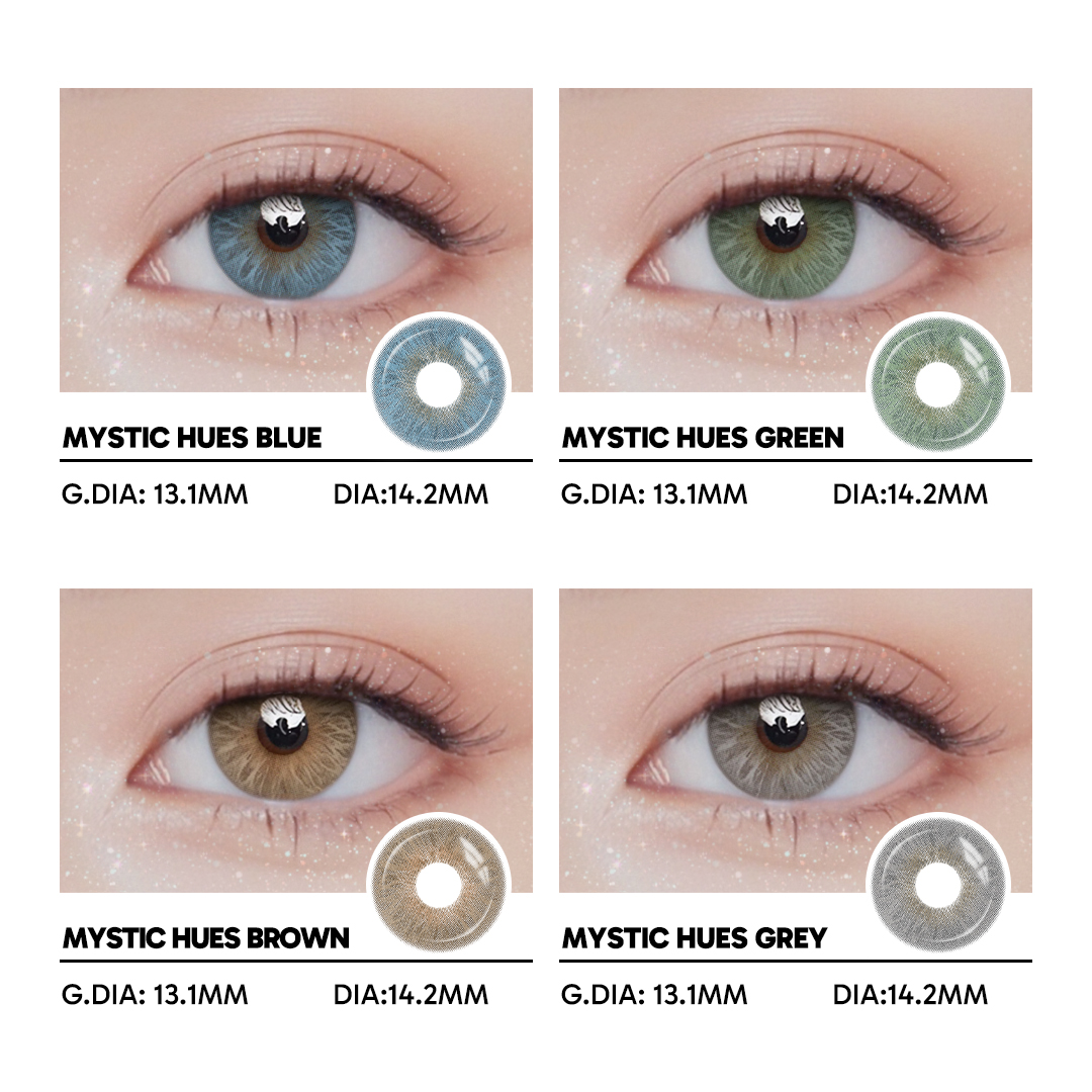 Mystic Hues Grey - 1 Year, 2 lenses Colored Contacts - Gleglow
