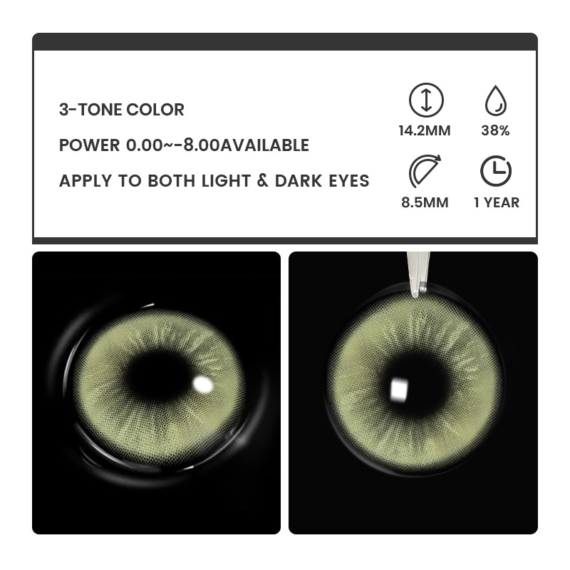Mystira Green - 1 Year, 2 lenses Colored Contacts - Gleglow