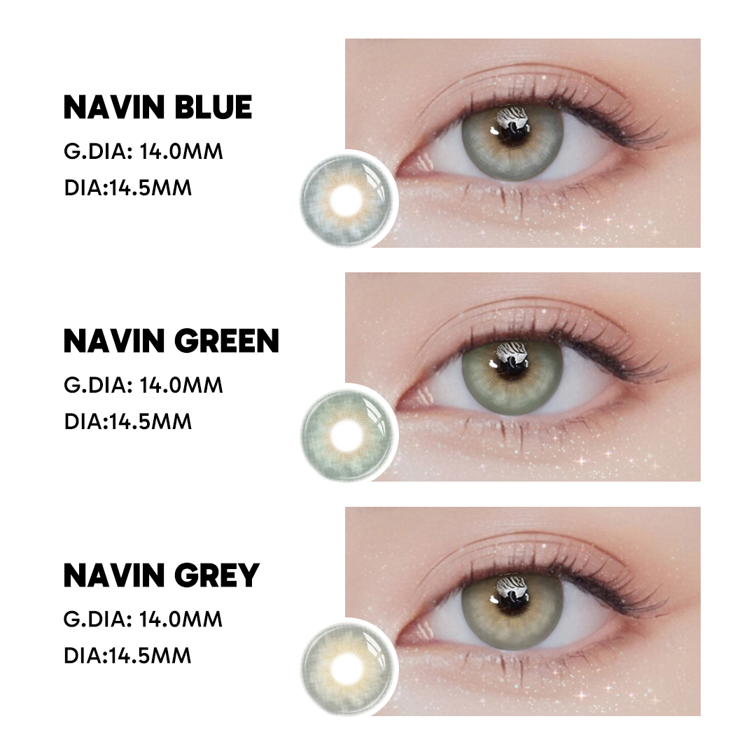 Navin Blue - 1 Year, 2 lenses Colored Contacts - Gleglow