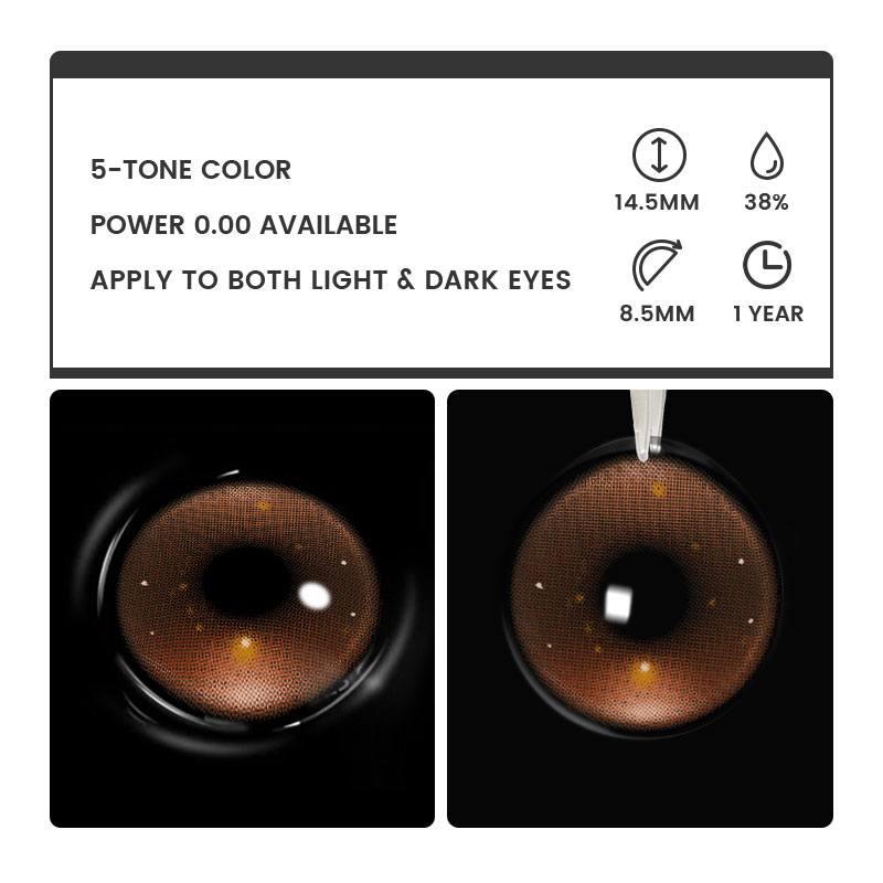 Neon Pulse Brown Contact Lenses – 1 Year, 2 Lenses Colored Contacts - Gleglow