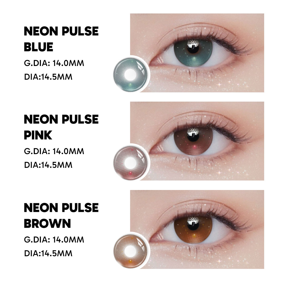 Neon Pulse Blue Contact Lenses – 1 Year, 2 Lenses Colored Contacts - Gleglow