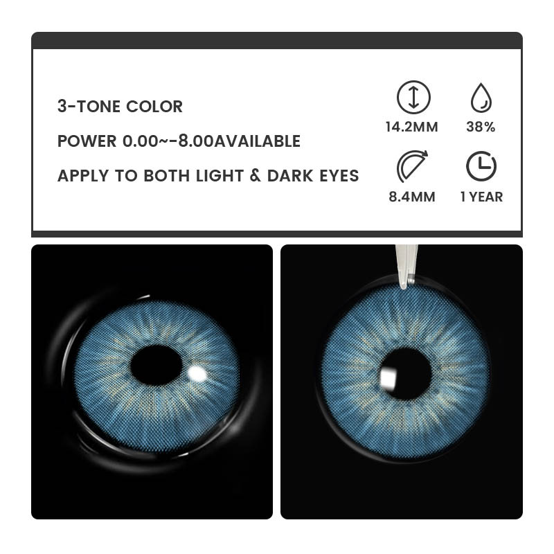 New York II Blue - 1 Year, 2 lenses Colored Contacts - Gleglow