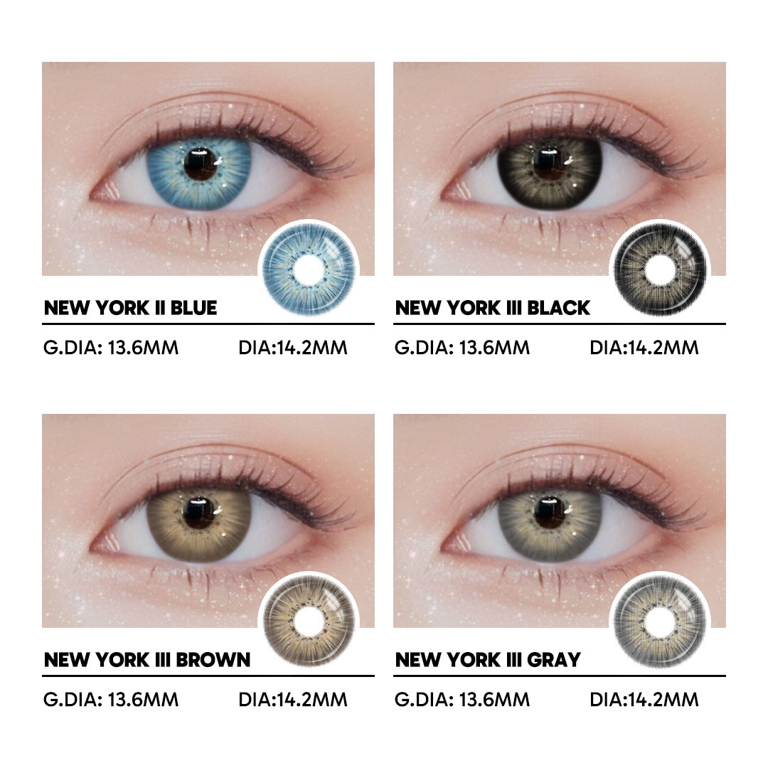 New York II Blue - 1 Year, 2 lenses Colored Contacts - Gleglow