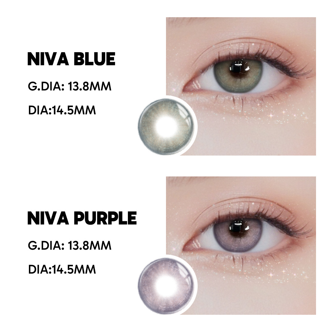 Niva Blue - 1 Year, 2 lenses Colored Contacts - Gleglow
