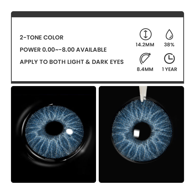 Omen Blue - 1 Year, 2 lenses Colored Contacts - Gleglow