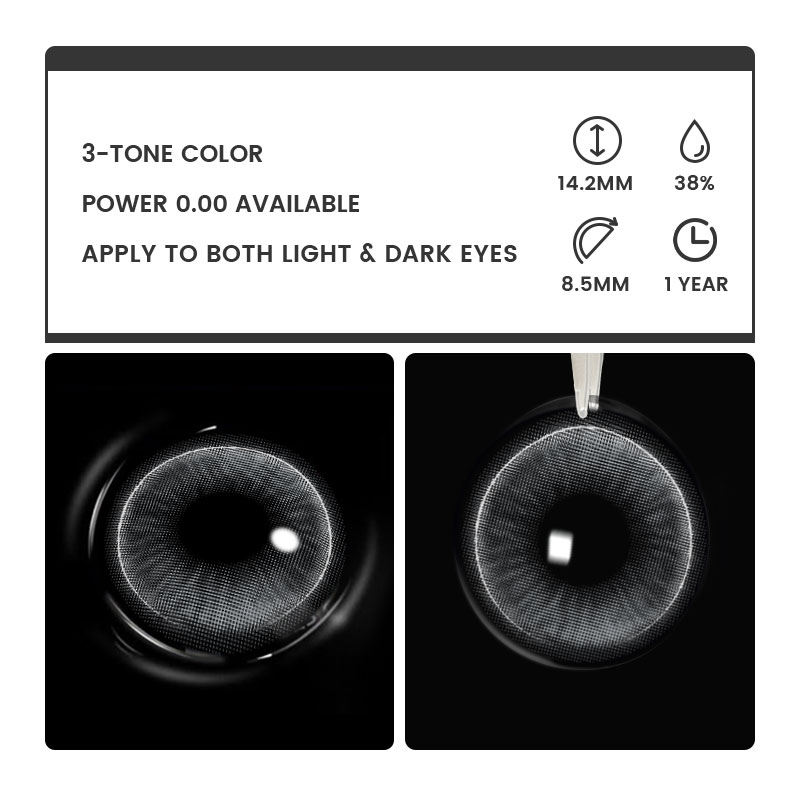 Onira Grey - 1 Year, 2 lenses Colored Contacts - Gleglow