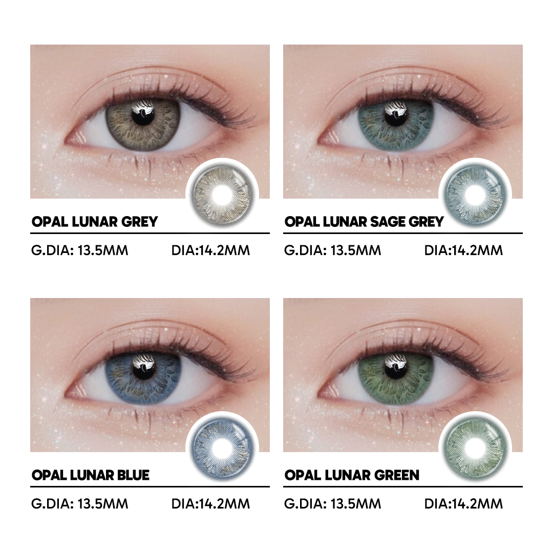Opal Lunar Blue - 1 Year, 2 lenses Colored Contacts - Gleglow