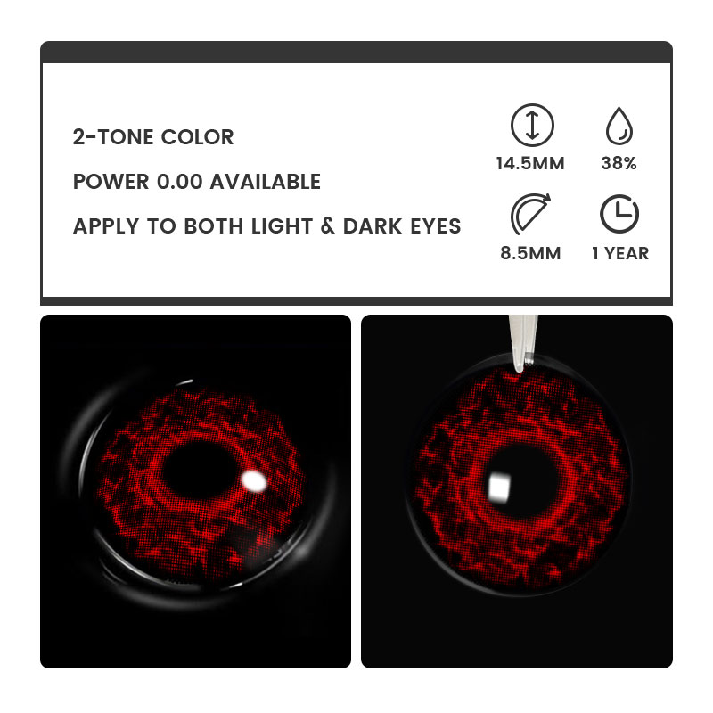 Ophely Black - 1 Year, 2 lenses Colored Contacts - Gleglow