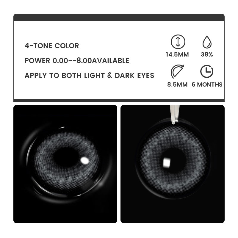 Orin Grey - 6-month，2 lenses Colored Contacts - Gleglow
