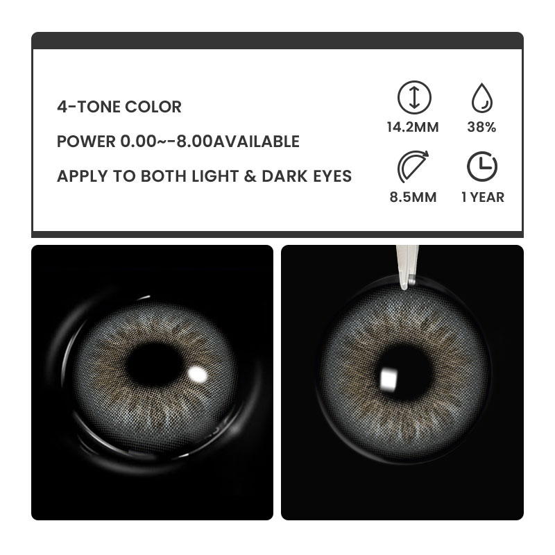 Paris Night Grey - 1 Year, 2 lenses Colored Contacts - Gleglow