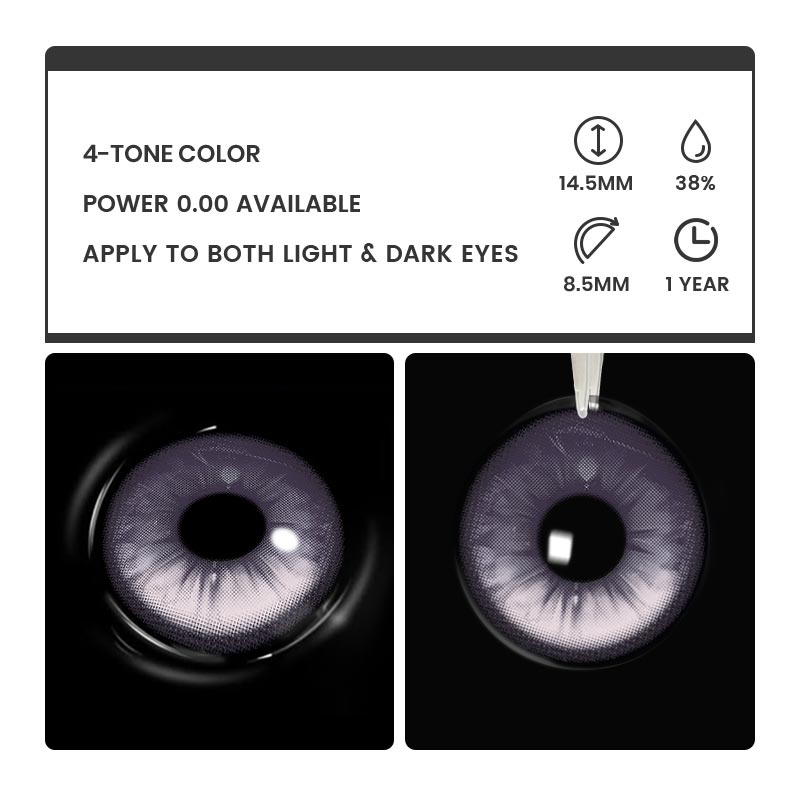 Perli Purple - 1 Year, 2 lenses Colored Contacts - Gleglow