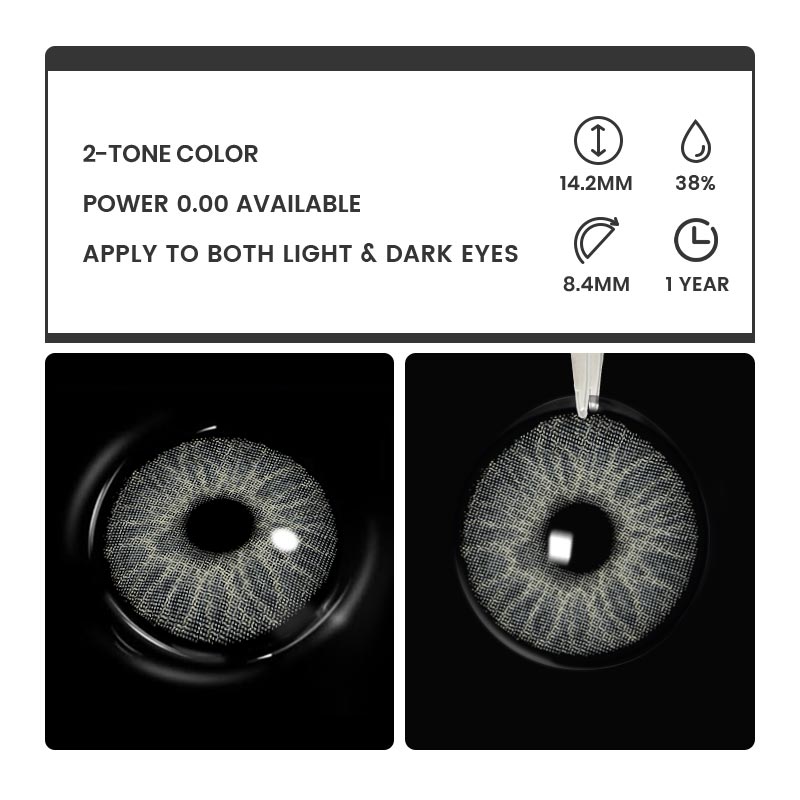 Pollen Grey - 1 Year, 2 lenses Colored Contacts - Gleglow