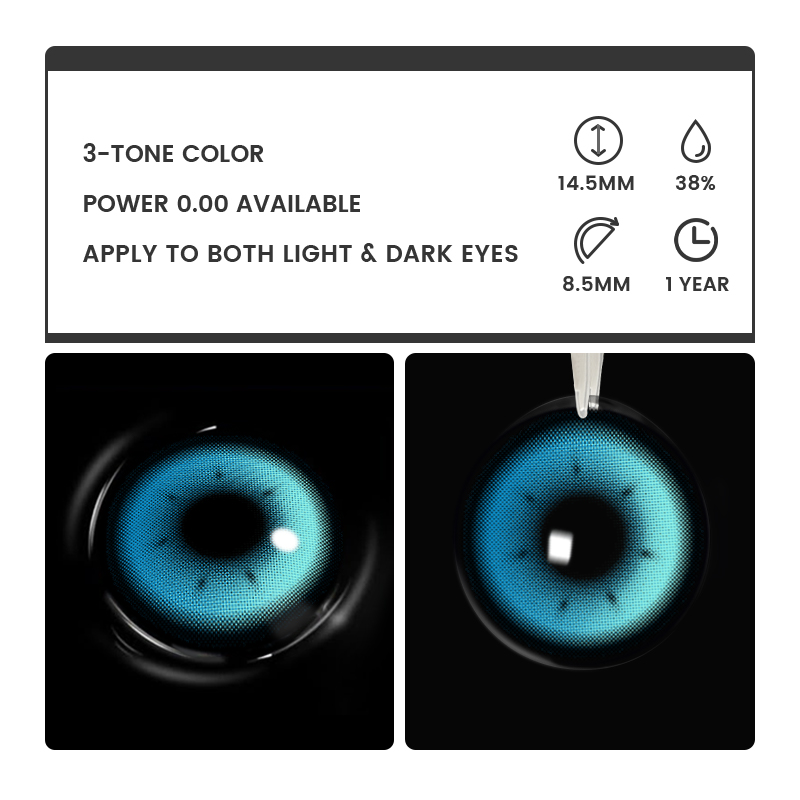 Rhapsody Blue - 1 Year, 2 lenses Colored Contacts - Gleglow