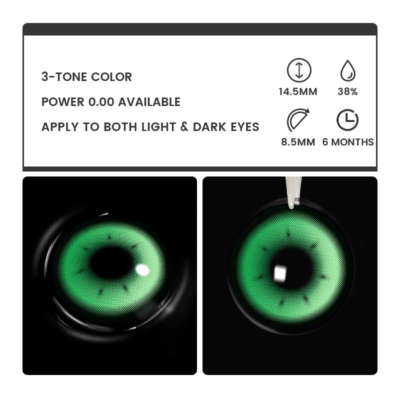 Rhapsody Green - 6-month，2 lenses Colored Contacts - Gleglow