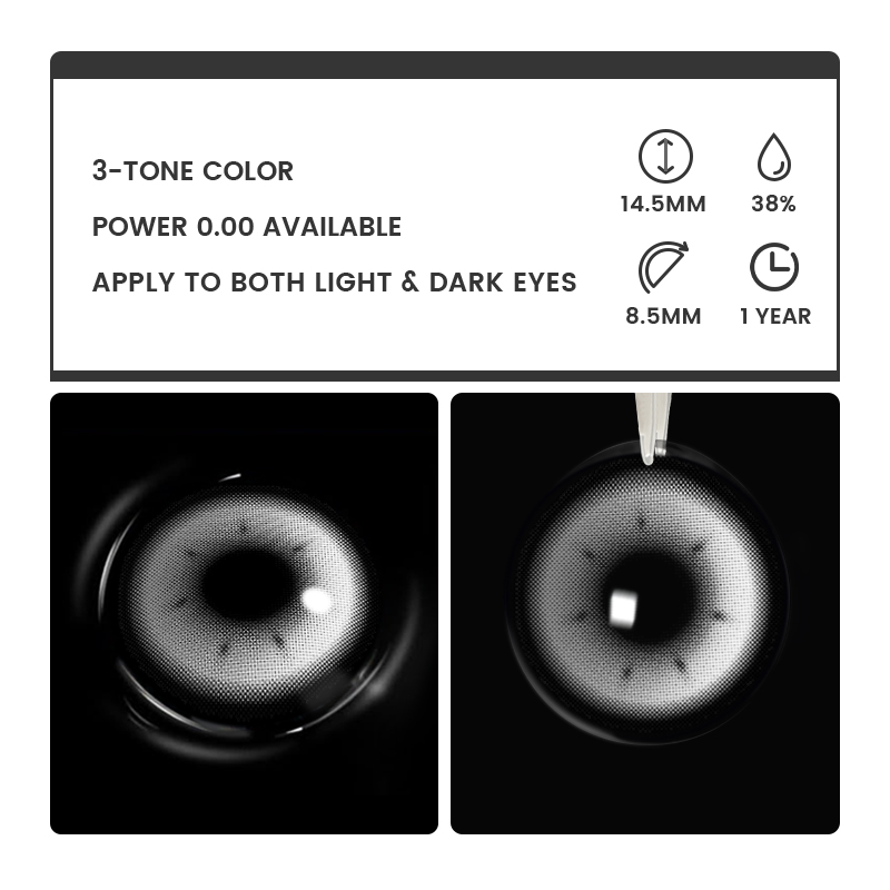 Rhapsody Grey - 1 Year, 2 lenses Colored Contacts - Gleglow