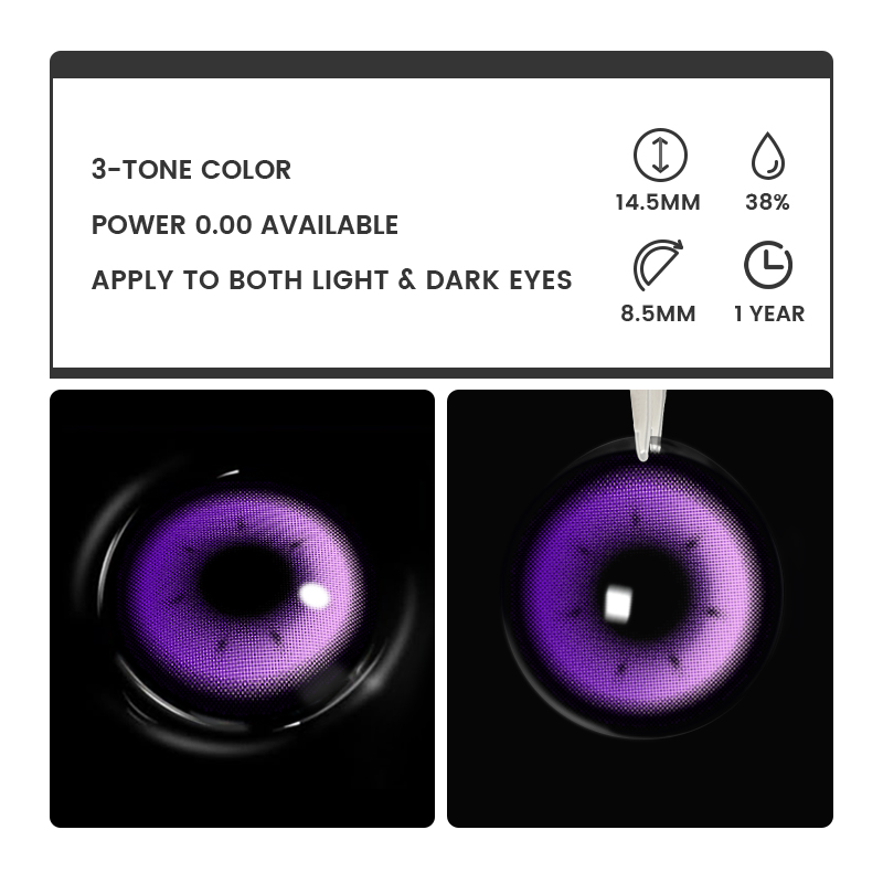 Rhapsody Purple - 1 Year, 2 lenses Colored Contacts - Gleglow