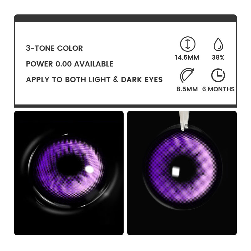 Rhapsody Purple - 6-month，2 lenses Colored Contacts - Gleglow