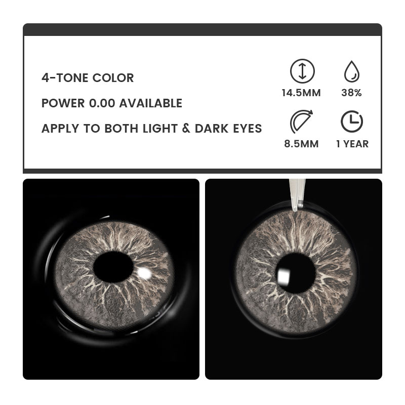 Serenor Grey - 1 Year, 2 lenses Colored Contacts - Gleglow