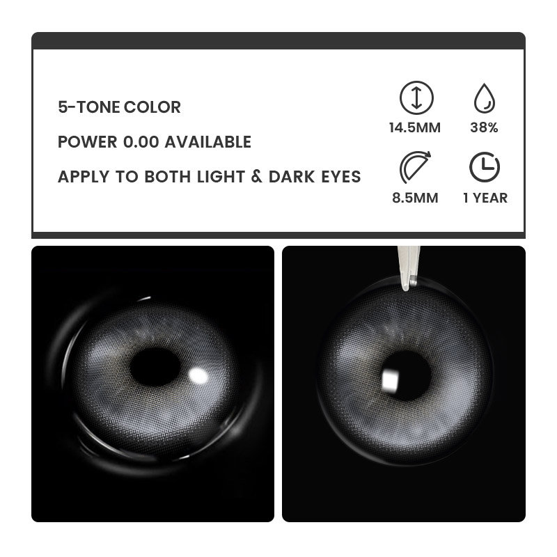 Shard Black - 1 Year, 2 lenses Colored Contacts - Gleglow
