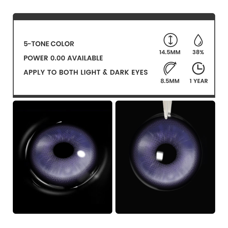 Shard Purple - 1 Year, 2 lenses Colored Contacts - Gleglow