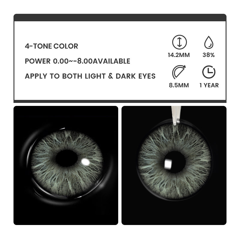 Silver Veil Blue - 1 Year, 2 lenses Colored Contacts - Gleglow