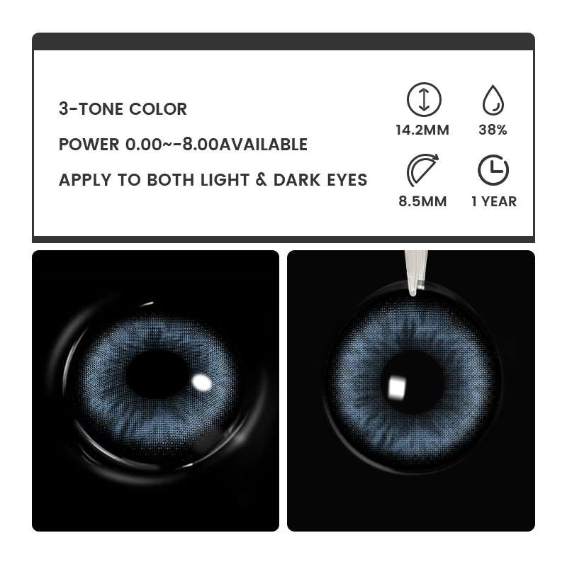 Siren Blue - 1 Year, 2 lenses Colored Contacts - Gleglow