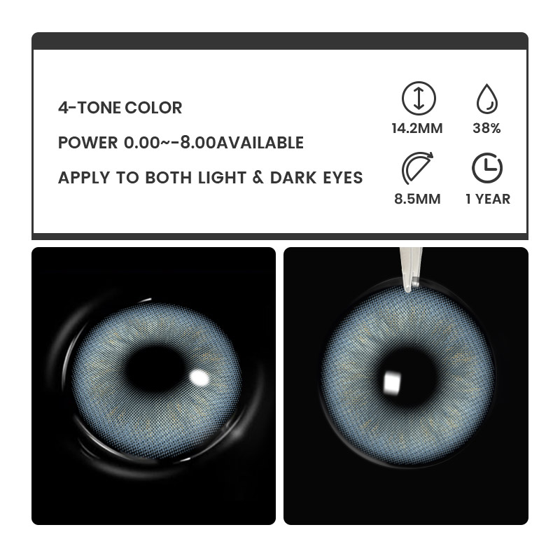 Skyglint Grey - 1 Year, 2 lenses Colored Contacts - Gleglow