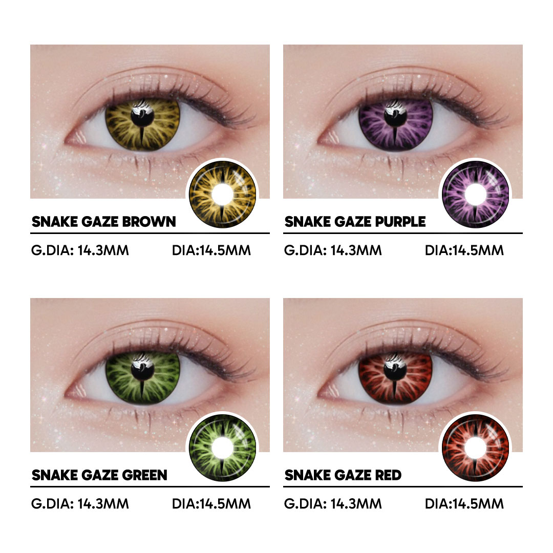 Snake Gaze Red - 1 Year, 2 lenses Colored Contacts - Gleglow