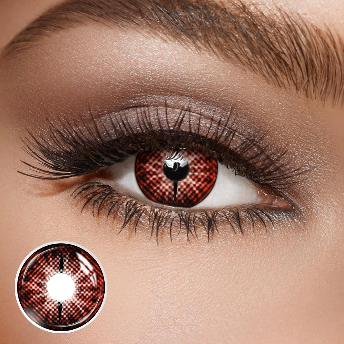 Snake Gaze Red - 1 Year, 2 lenses Colored Contacts - Gleglow