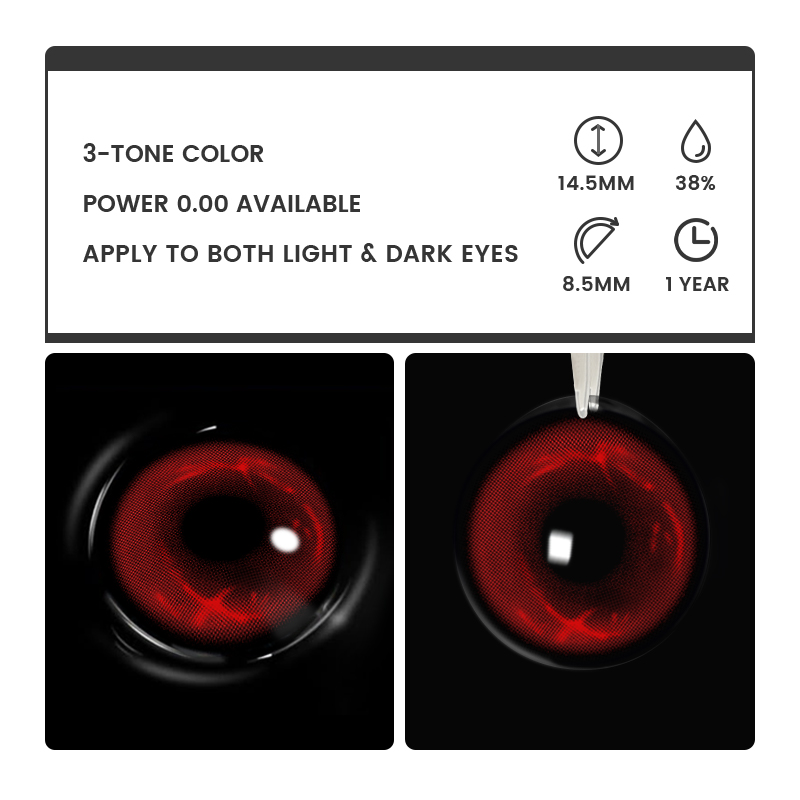 Solana Black - 1 Year, 2 lenses Colored Contacts - Gleglow