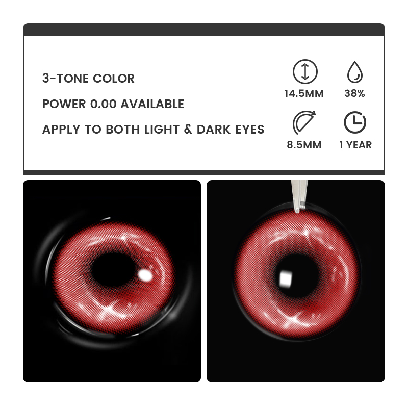 Solana Red - 1 Year, 2 lenses Colored Contacts - Gleglow