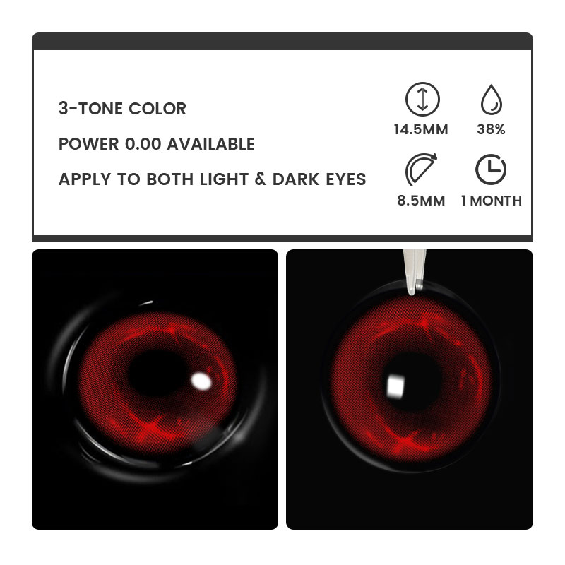 Solana Black - monthly, 2 lenses Colored Contacts - Gleglow