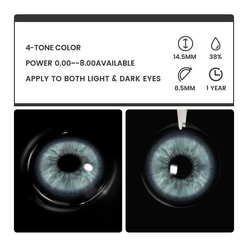 Solstice Blue - 1 Year, 2 lenses Colored Contacts - Gleglow