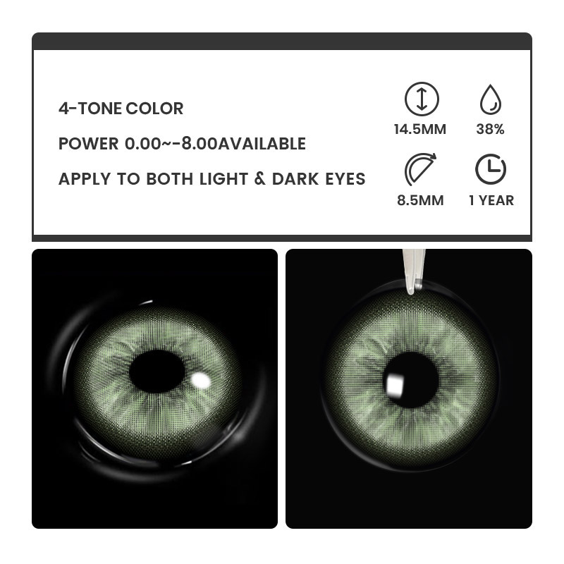 Solstice Green - 1 Year, 2 lenses Colored Contacts - Gleglow