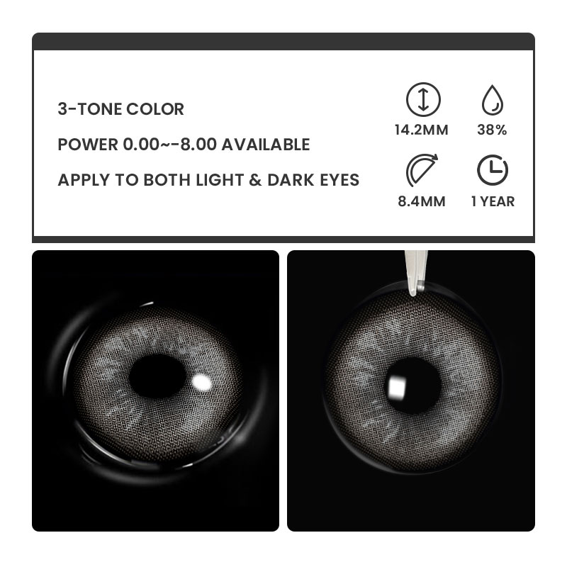 Spectrum Grey - 1 Year, 2 lenses Colored Contacts - Gleglow