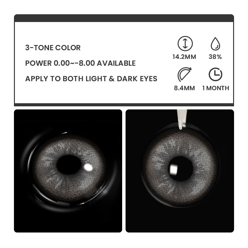 Spectrum Grey - monthly, 2 lenses Colored Contacts - Gleglow