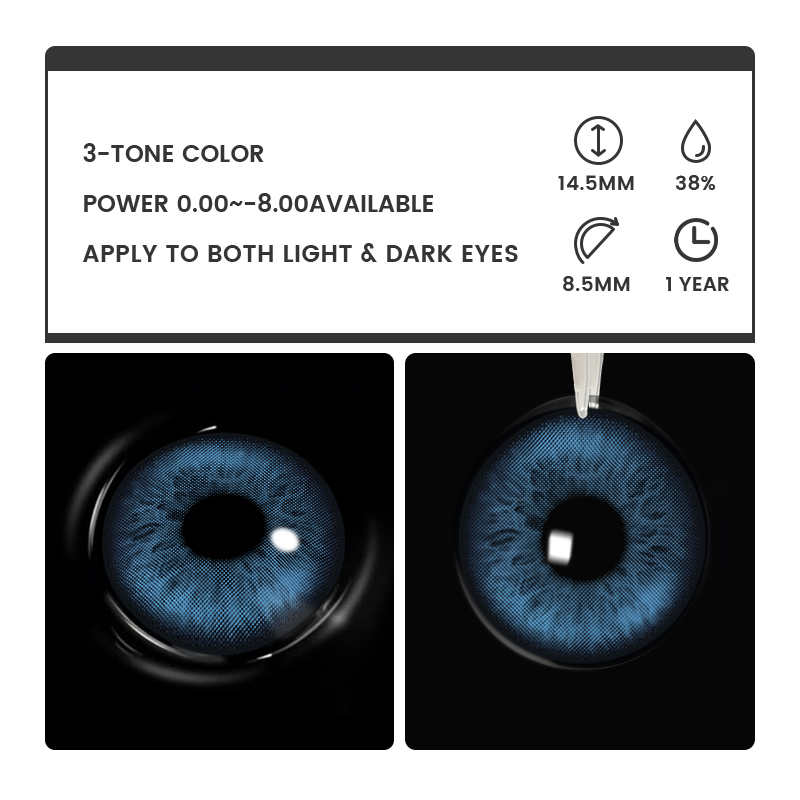 Starlis Blue - 1 Year, 2 lenses Colored Contacts - Gleglow