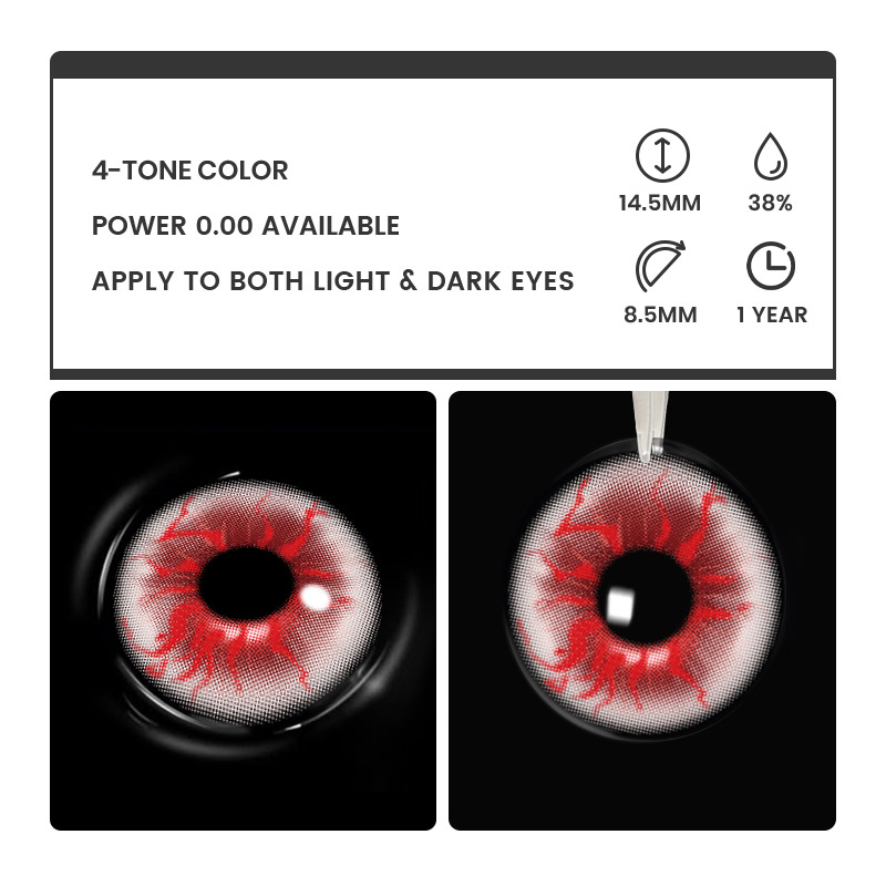 Sunflare Red - 1 Year, 2 lenses Colored Contacts - Gleglow