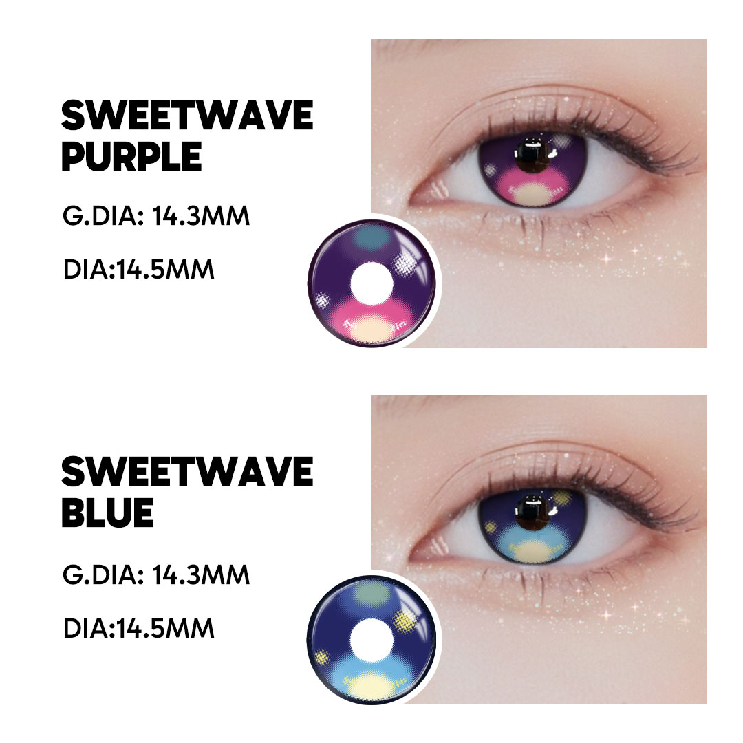 Sweetwave Blue - 1 Year, 2 lenses Colored Contacts - Gleglow