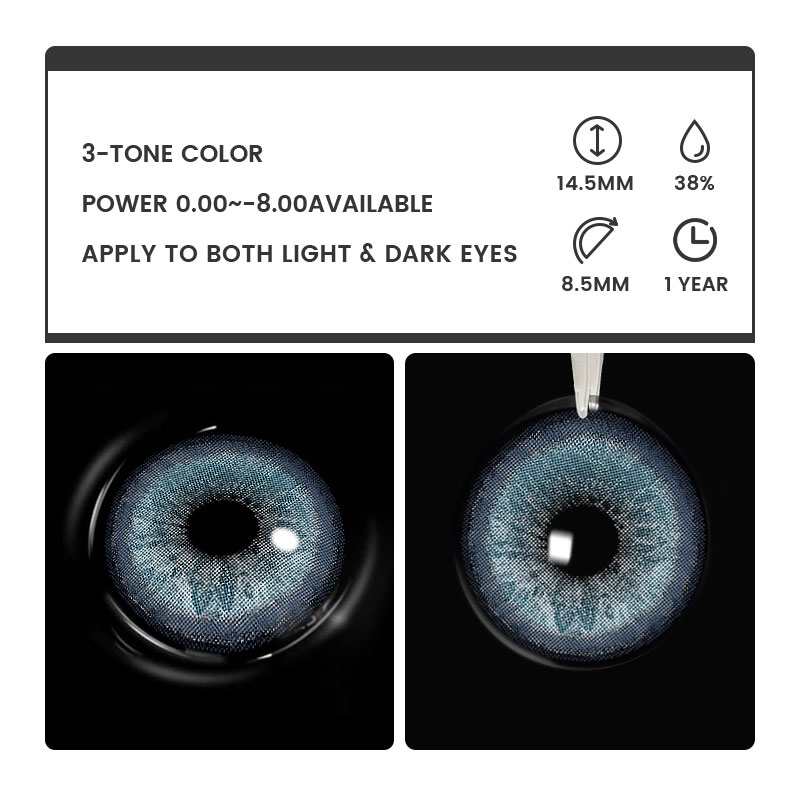 Thais Blue - 1 Year, 2 lenses Colored Contacts - Gleglow