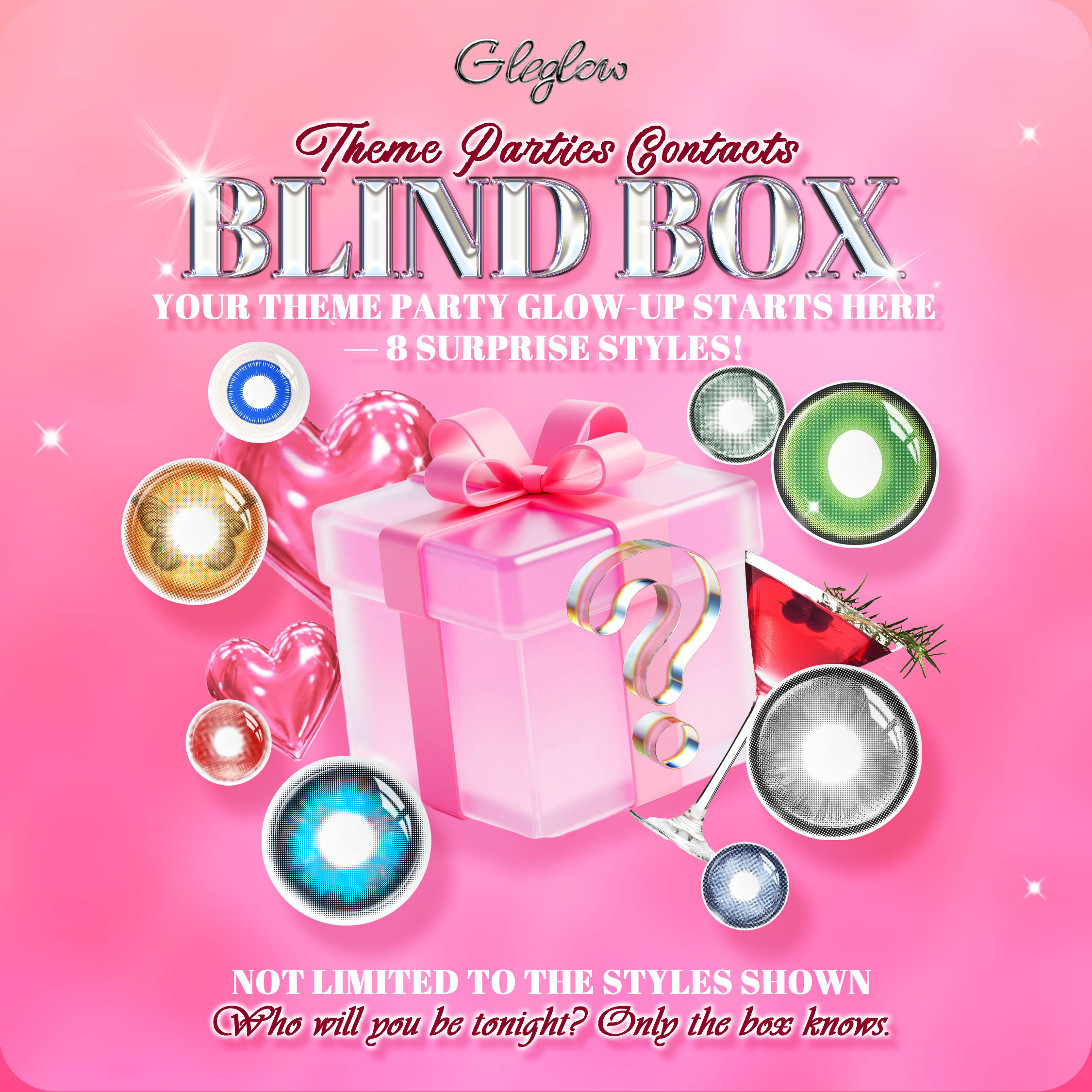 Gleglow Theme Parties Contacts Blind Box | 8 Pairs, 1 Year