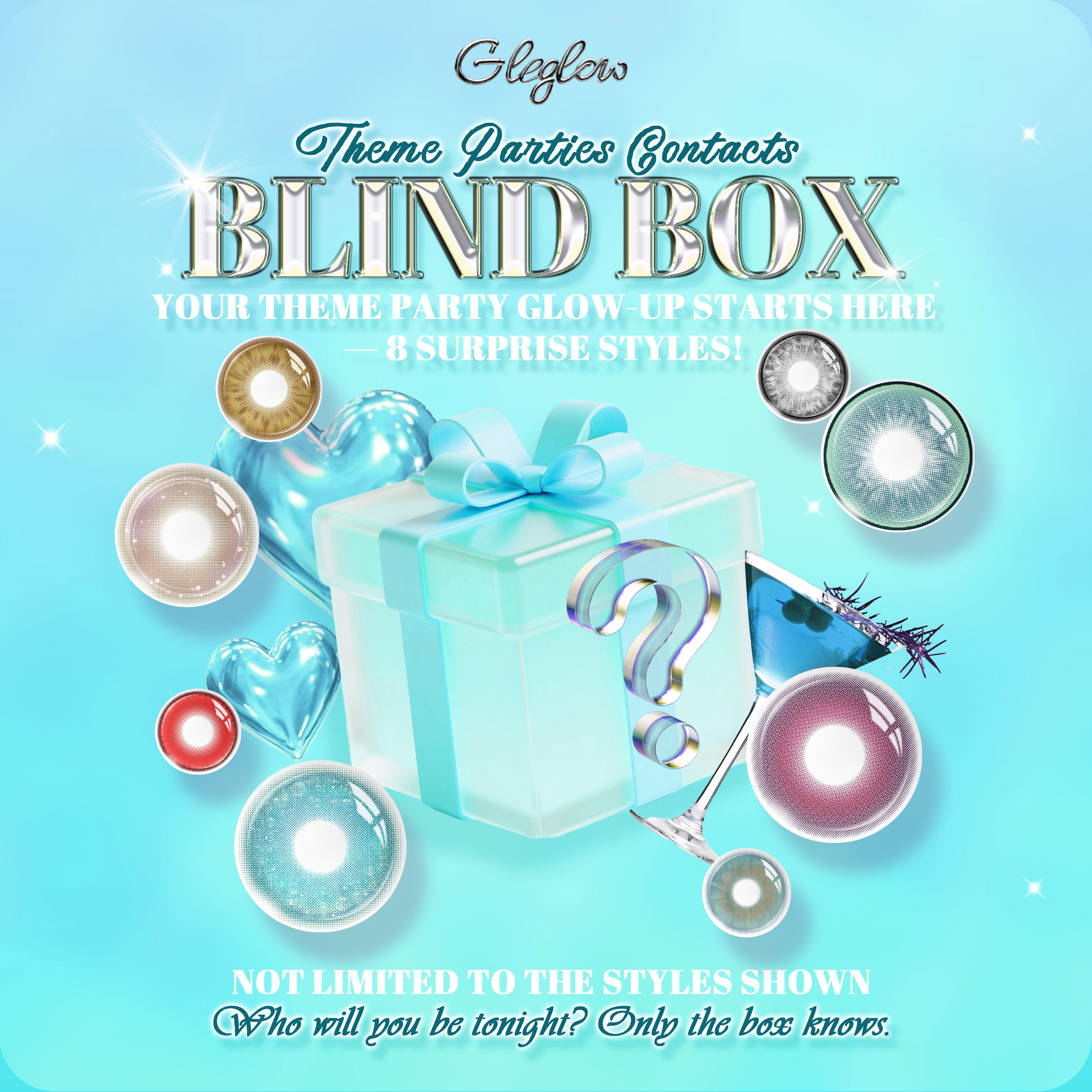 Gleglow Theme Parties Contacts Blind Box | 8 Pairs, 1 Year