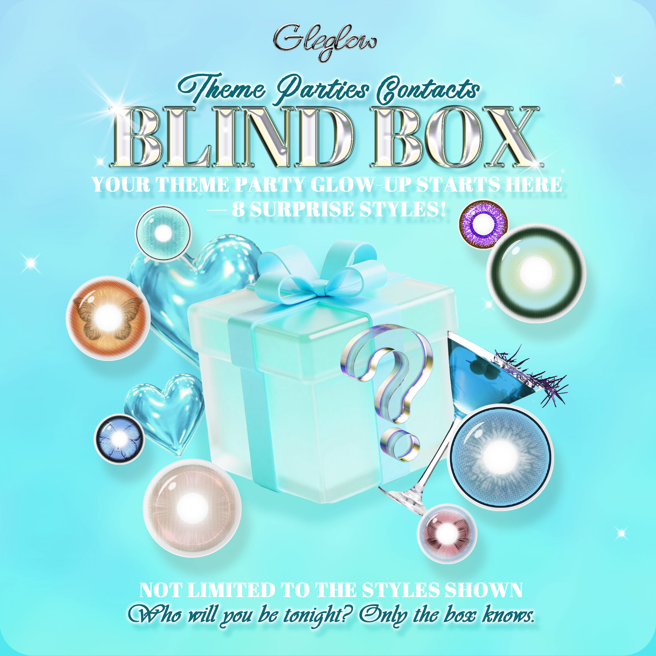 Gleglow Theme Parties Contacts Blind Box | 8 Pairs, 1 Year
