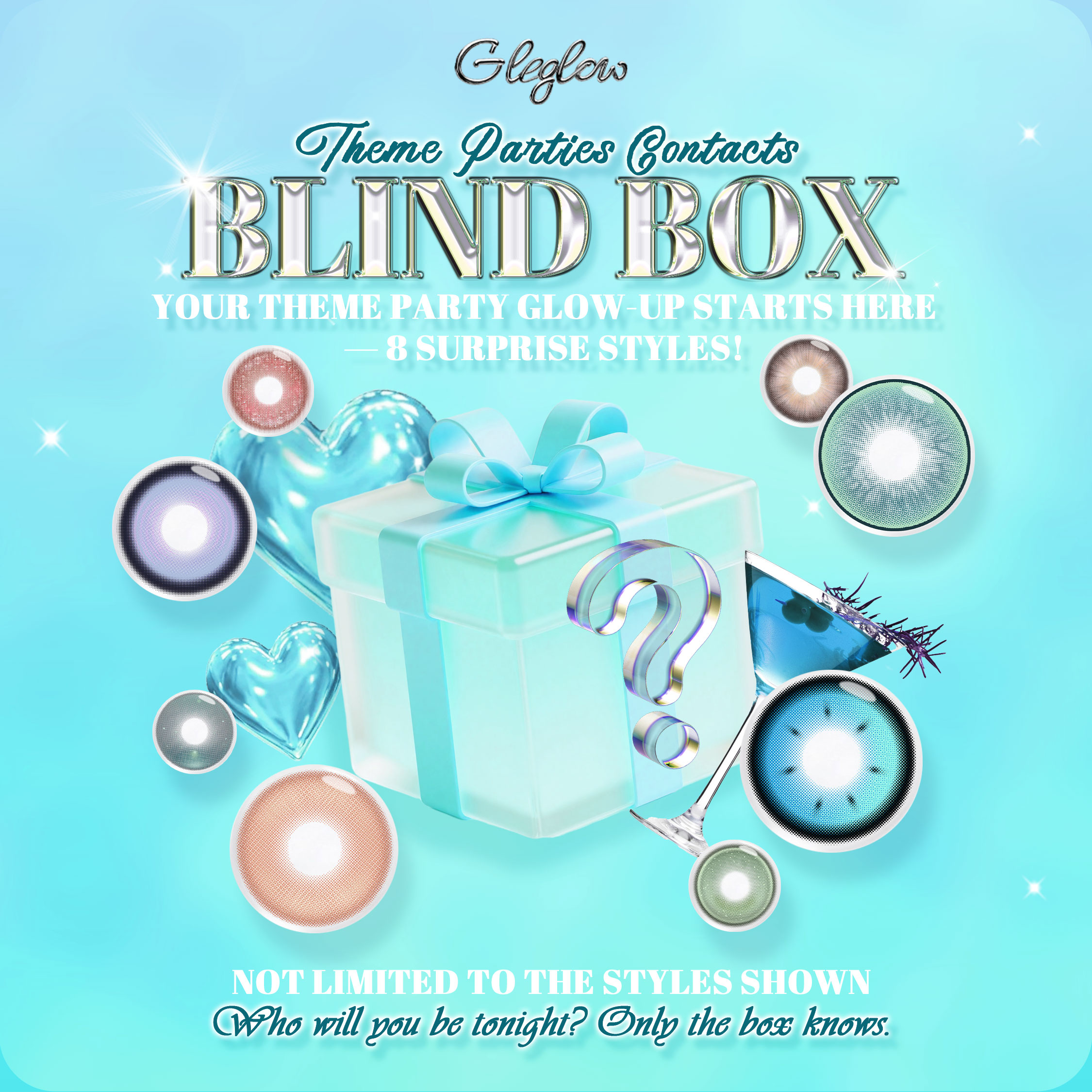Gleglow Theme Parties Contacts Blind Box | 8 Pairs, 1 Year
