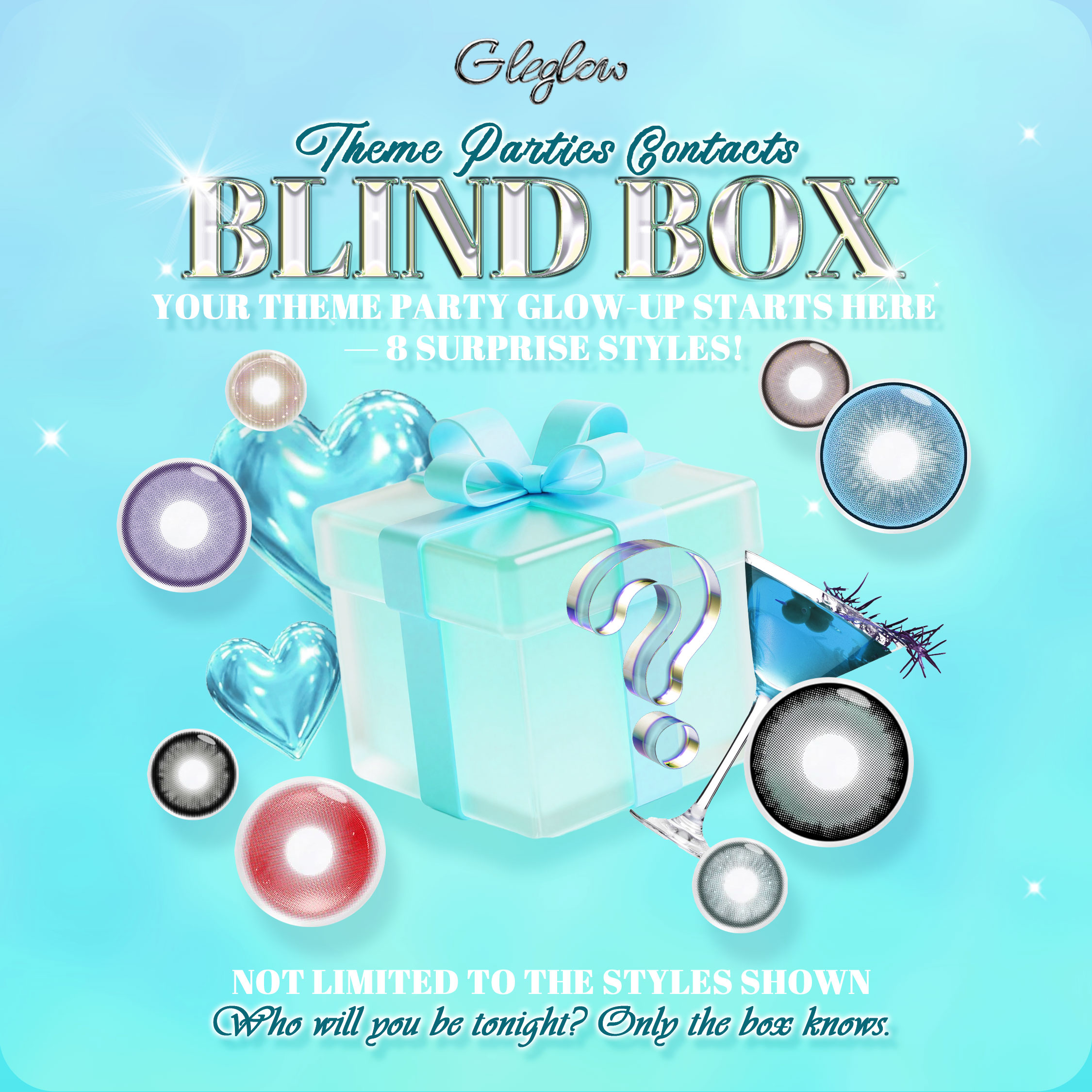 Gleglow Theme Parties Contacts Blind Box | 8 Pairs, 1 Year