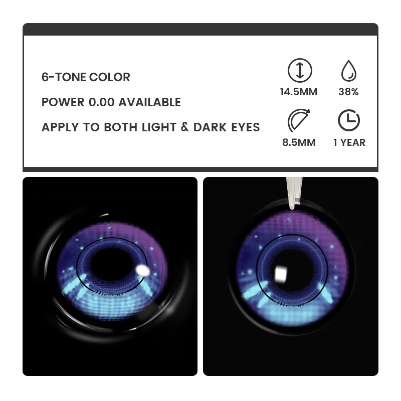 Thespian Purple - 1 Year, 2 lenses Colored Contacts - Gleglow