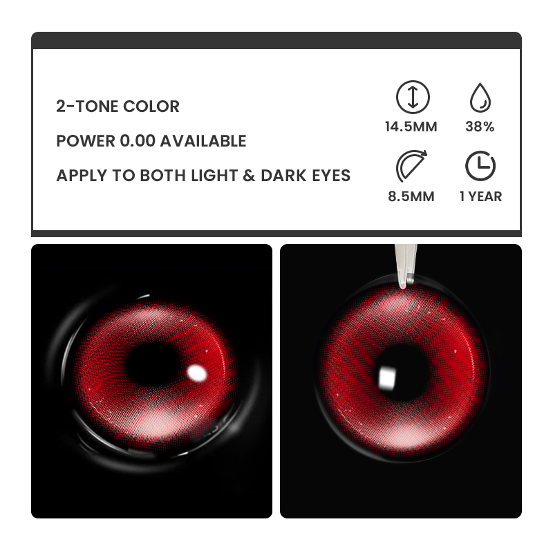 Titan Red - 1 Year, 2 lenses Colored Contacts - Gleglow