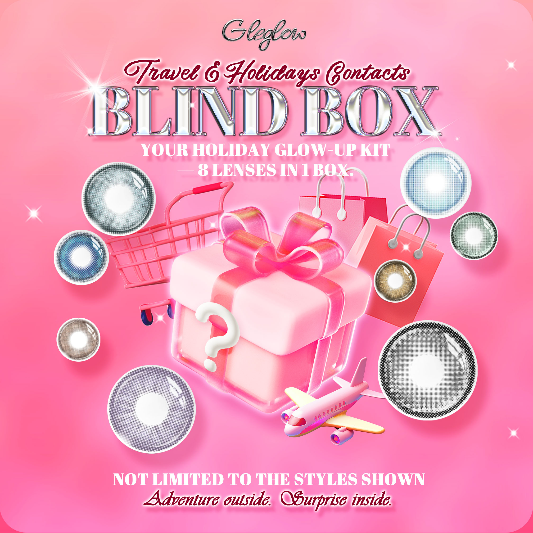 Gleglow Travel&Holidays Contacts Blind Box | 8 Pairs, 1 Year