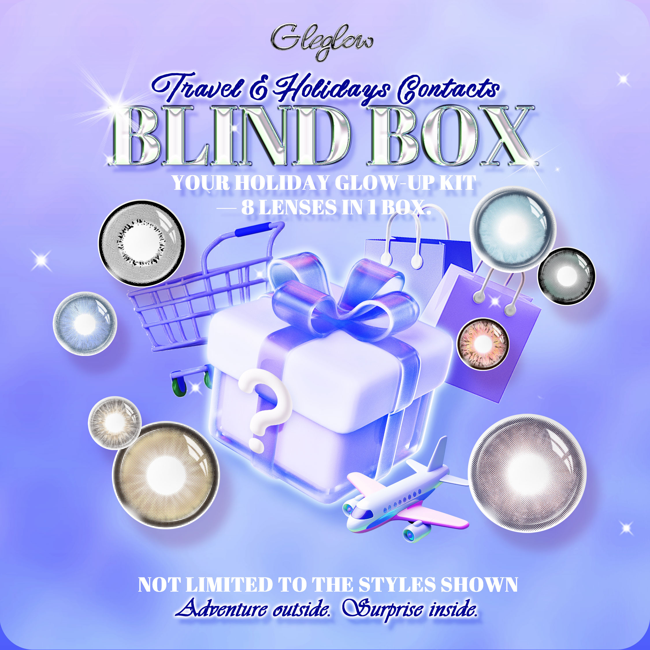 Gleglow Travel&Holidays Contacts Blind Box | 8 Pairs, 1 Year