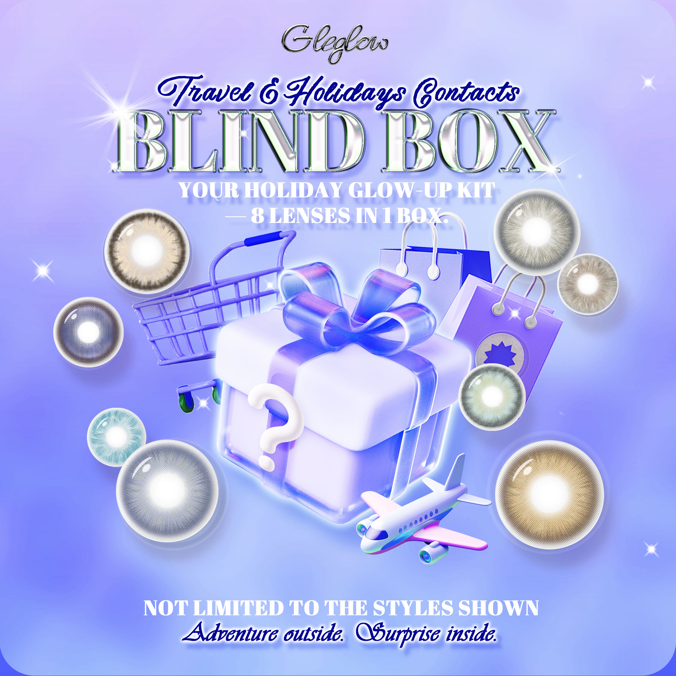 Gleglow Travel&Holidays Contacts Blind Box | 8 Pairs, 1 Year